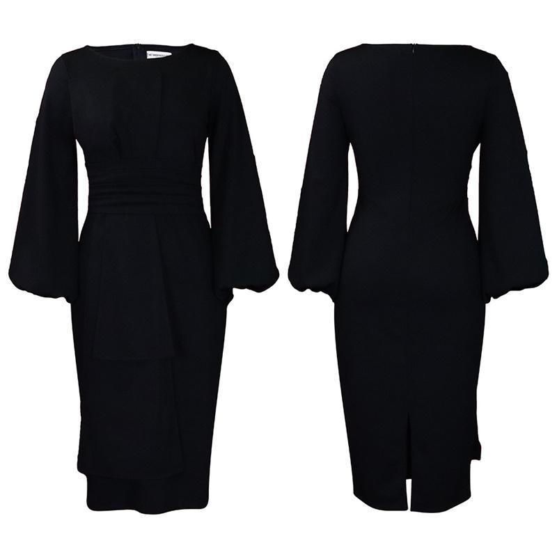 Sheath Business Women's Clothing Ol Temperament Size Dress Plus Solid Color
