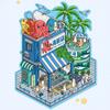1Set Cartoon Seafood Restaurant Landscape Stickers Diy Stacking Pasting Stickers Cute 3D Cabin Scene Stickers Festival Gifts