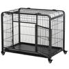Metall Hundebox Hundezwinger Verriegelbare Tür & Räder Abnehmbare Schale Öffnungsbare Oberseite Für Mittlere Haustiere 94 x 58 x 69,5 cm