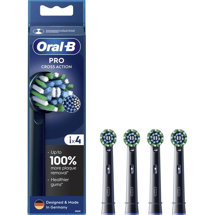 Têtes de brosse à dents - ORAL-B - Pro Cross Action - 4 pièces - Couleur Noir - Pour adultes