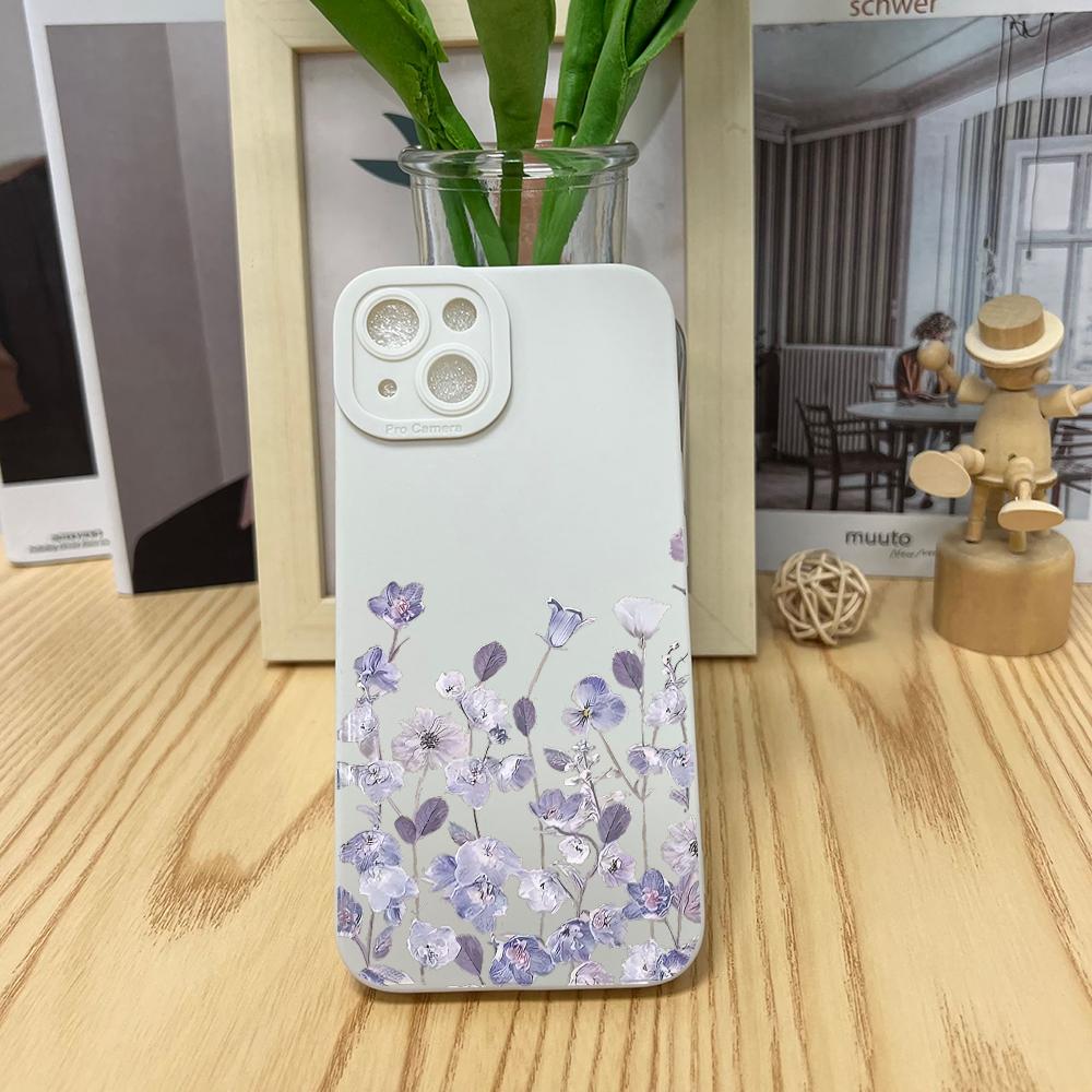 Purple Flower Pattern Phone Case Suitable for iPhone 17 16 15 14 13 12 11 Pro/Max/Plus Anti Drop and Shockproof Back Cover