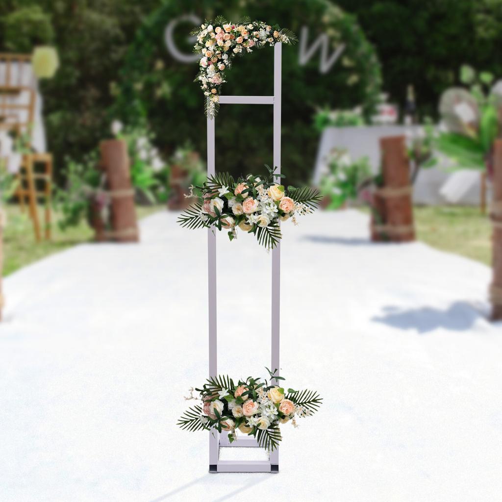 Wedding Arch Backdrop Stand, White Adjustable Telescopic Background Pole, Easy Setup & Sturdy Support for Wedding Ceremony