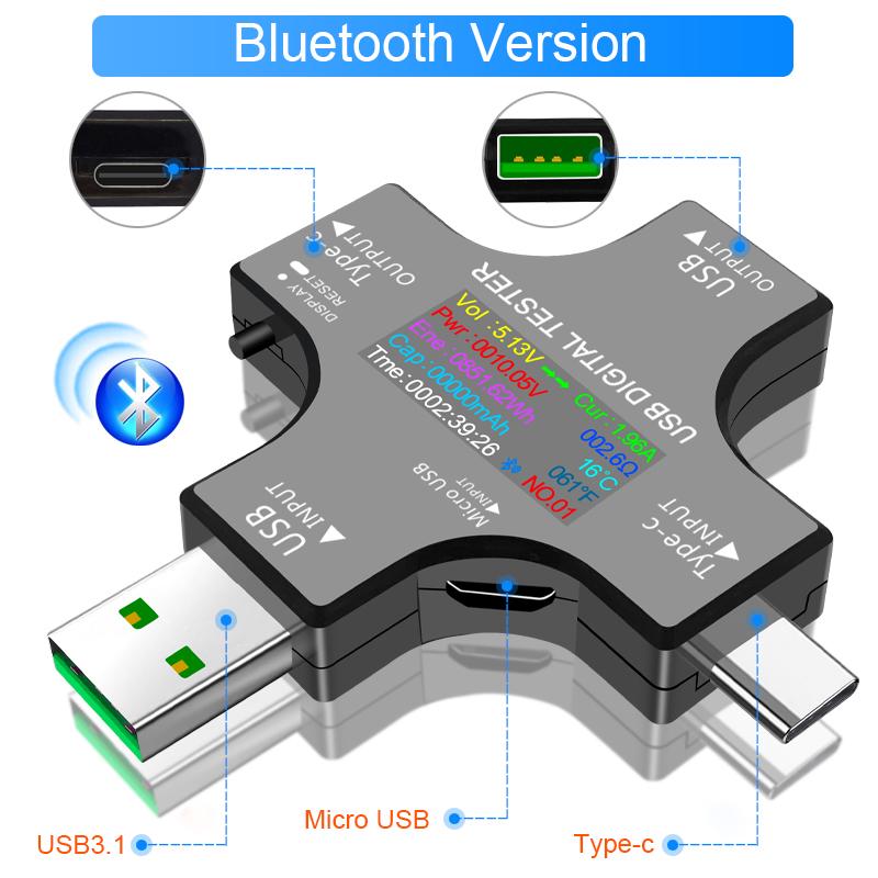 UC96 USB Spenningstester Strømmåler Monitor Multifunksjonell Hurtiglading Strømdeteksjon Analyzer Testverktøy med APP