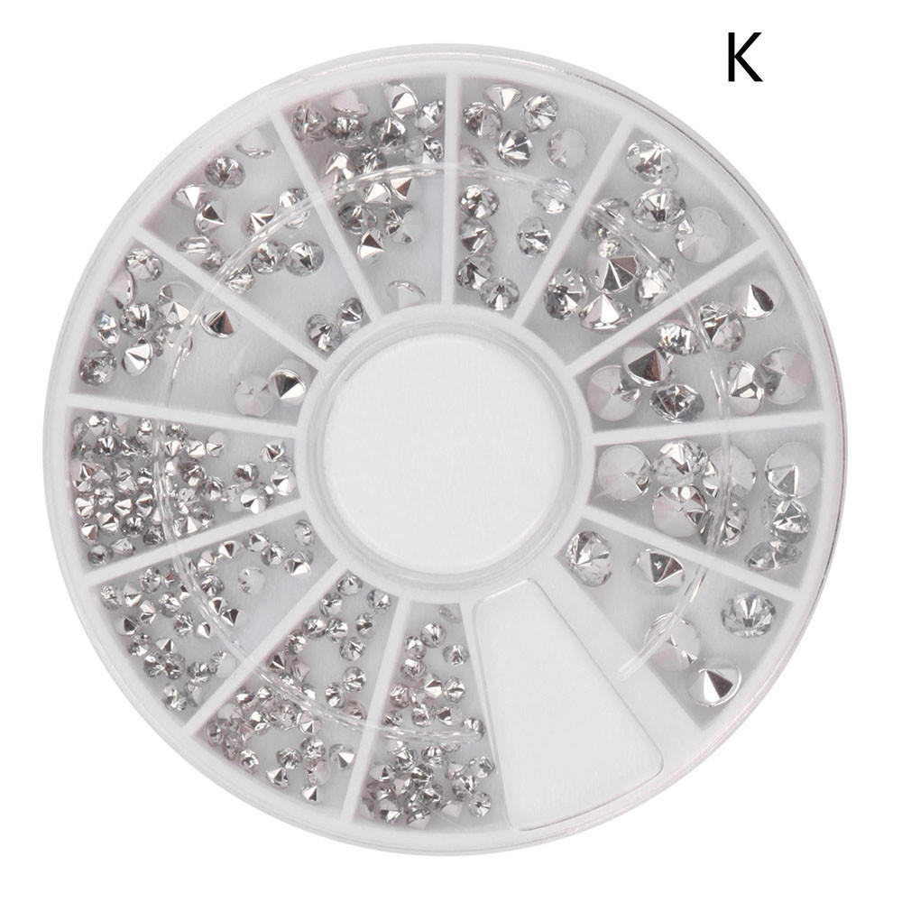 1 Box Colour Steel Bead 3D Round Nail Studs Nail Rhinestone  Decoration