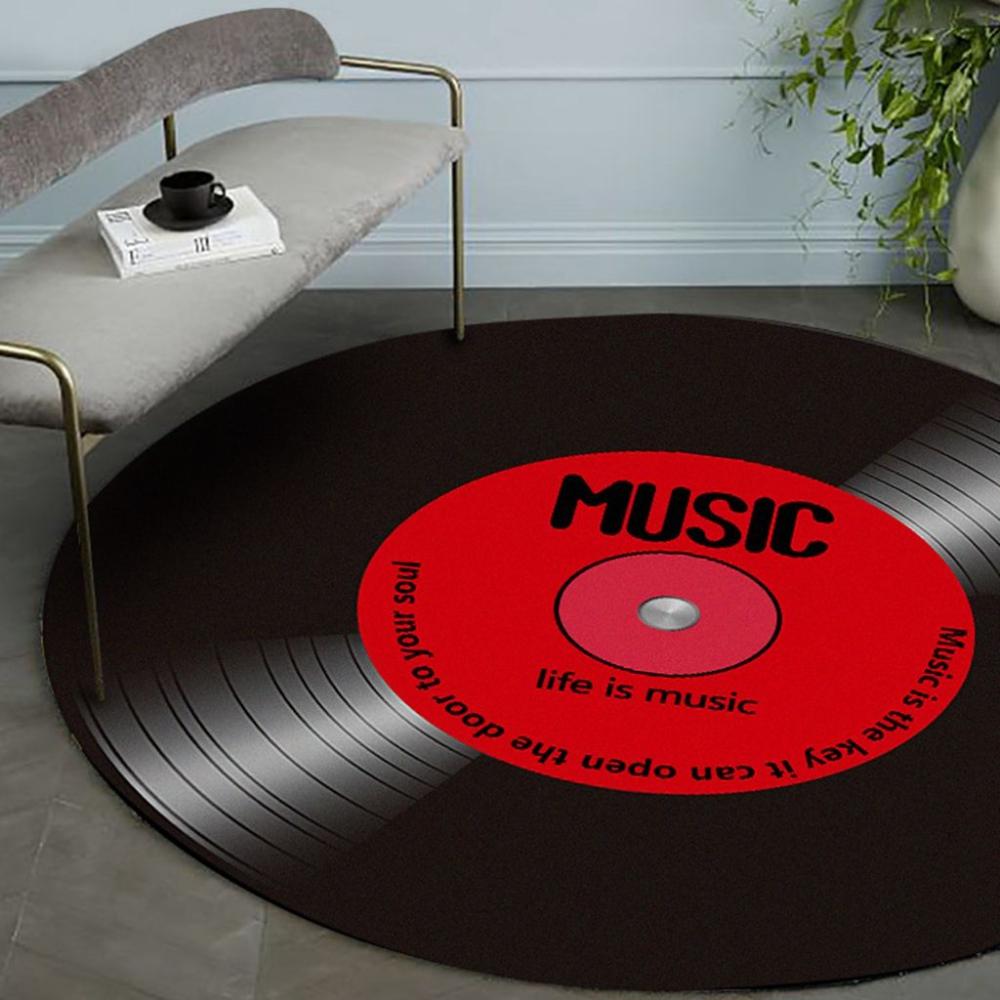Doormat Vinyl Record Pattren Household Anti-Slip Home Decor Carpet Floor Mat Music Record Rug
