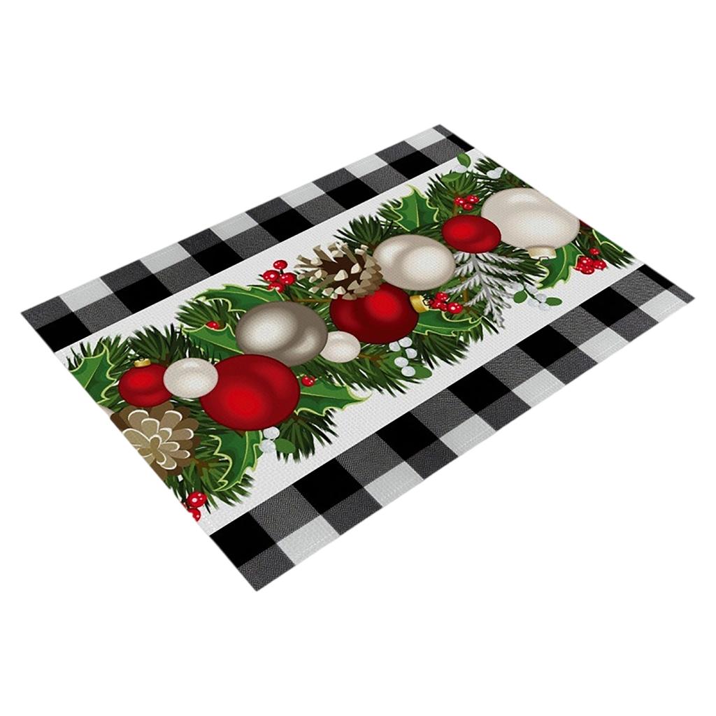 Christmas Dining Mat, Restaurant Atmosphere Decoration, Table Mat, Linen Printed Insulation Mat, Western Style Mat
