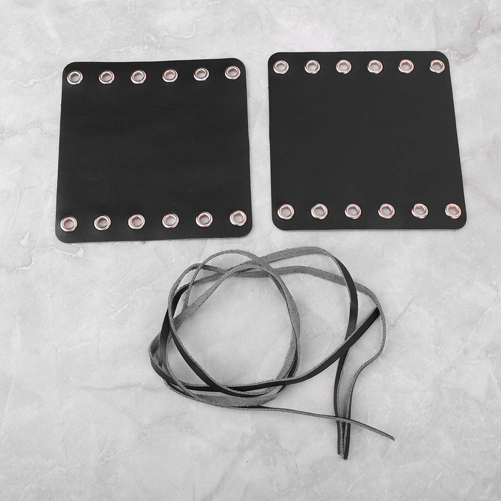 2 x Leather Pieces, Qiilu 2PCS Motorcycle Leather Handlebar Hand Grip Cover Motorcycle Repair Accessories (Black)