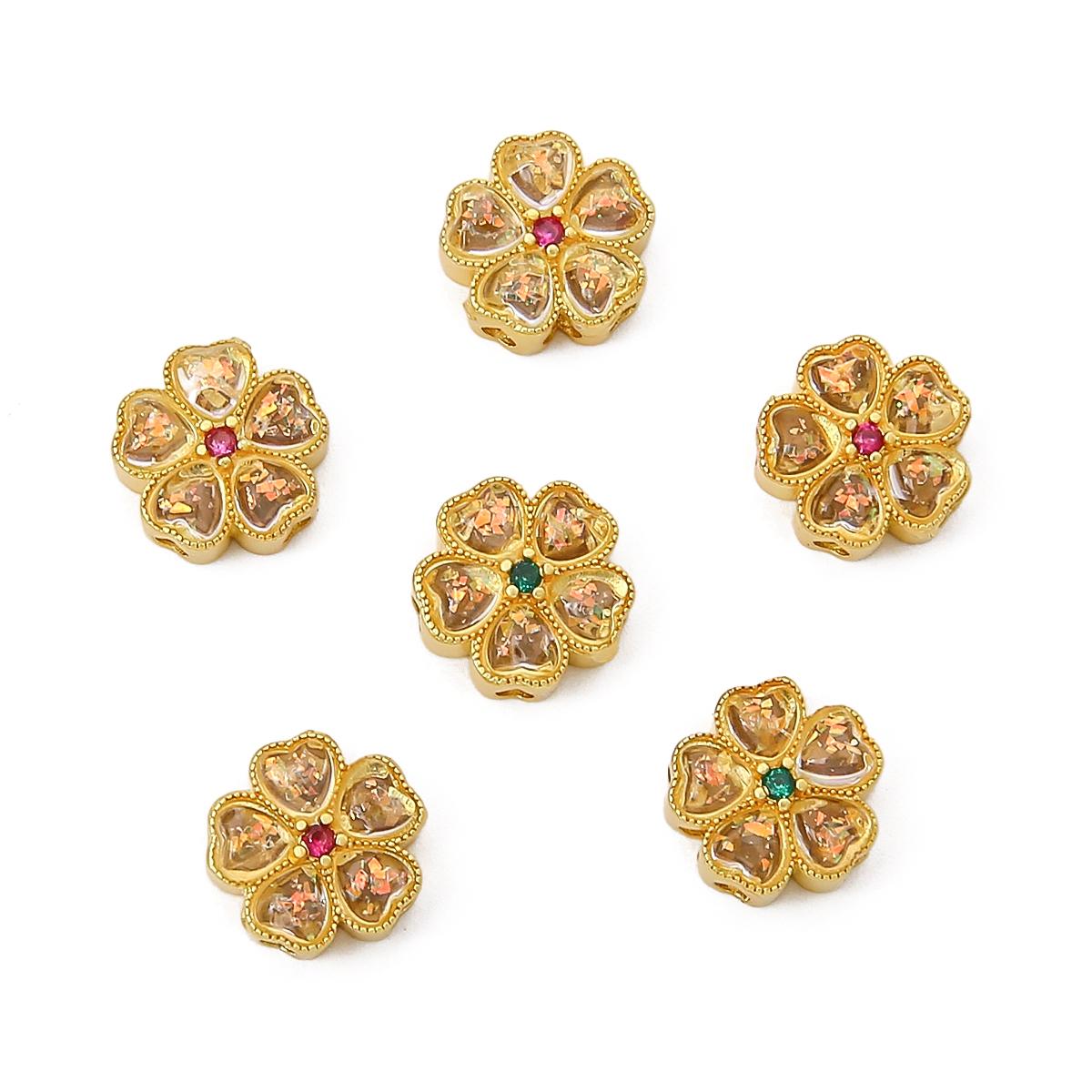 

1 шт./пакет медные золотые цветочные бусины-разделители DIY ожерелье браслет серьги кольца ювелирные аксессуары 12mm 1pc/bag