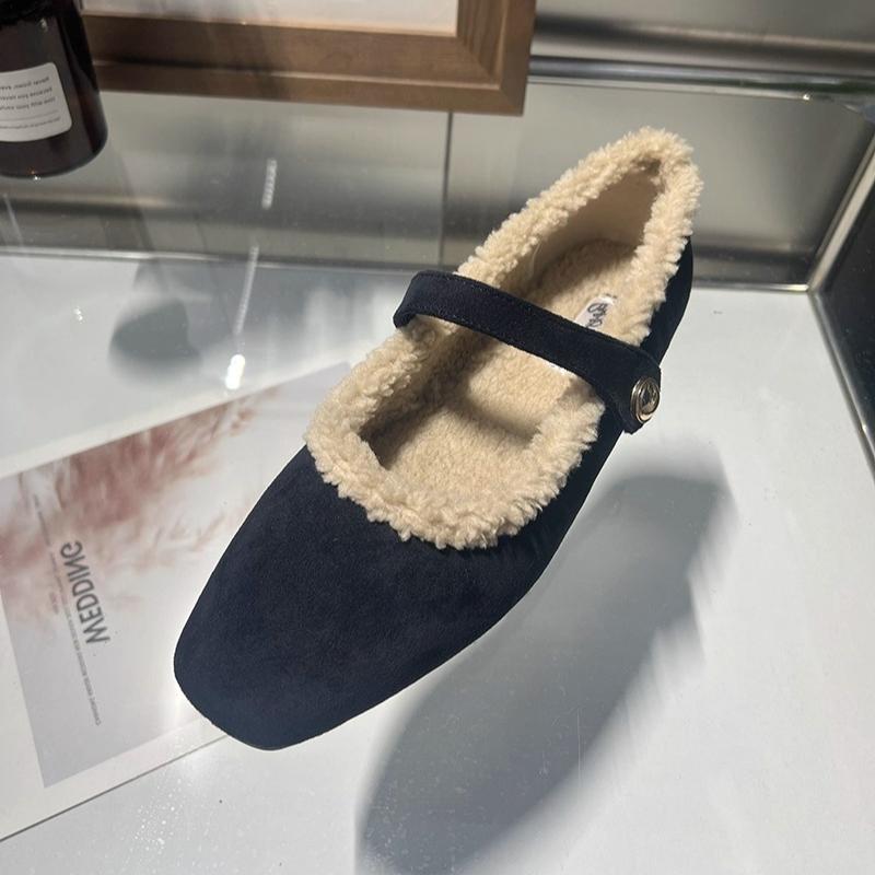 Comfort Leopard Suede  Flat Shoes Autumn Winter Fluffy Warm Soft Mary Jane Shoes Ladies Elegant Party Dress Shoes Pumps