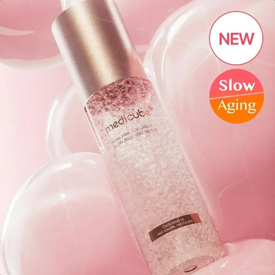 medicube PDRN Pink Collagen Glow Jelly Mist Serum 100ml Double Pack (+Bear Design Bottle Keyring)