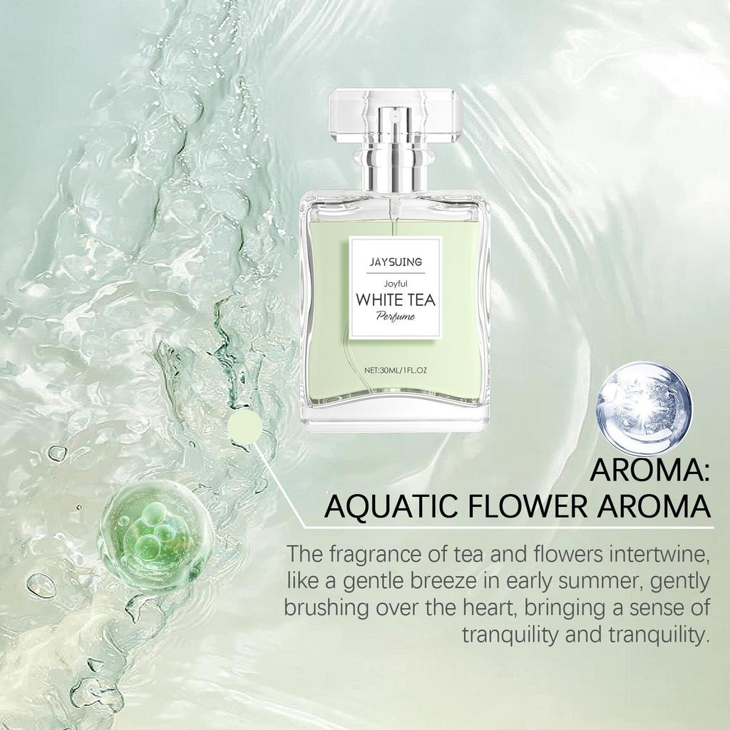 Jaysuing Pure White Tea Perfume 30ml - Long-lasting, light fragrance, fresh and elegant floral body perfume.