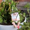 Fishing Gnome Resin Figurine,Garden Dwarf Decor,Pond Micro‑Landscape Desktop Craft Ornament