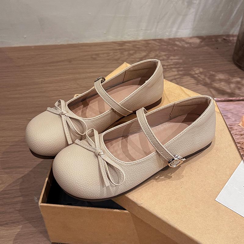 

French retro flat bottom shallow mouth single shoes women s 2025 new autumn bow versatile skirt Mary Jane shoes 40 хаки