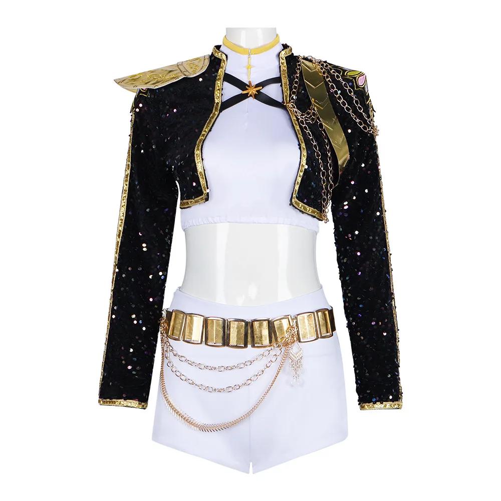 Adult Kids Halloween Rumi Cosplay Costume Black Gold Stage Costume Kpop Demon Hunters Uniform Performance Party Zoey Mira Sets