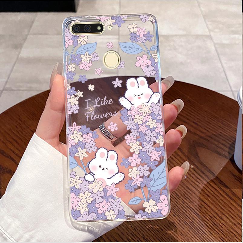 Casing For Huawei Honor 7A Pro AUM-L29 Phone Case Luxury Cute Love Heart Rabbit Funny Clear Transparent Silicone Soft TPU Cover