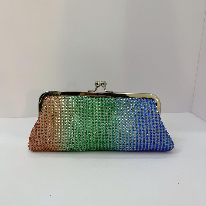 

Clearance Sale Textured Diamond Dinner Bag Rhinestone Women s Handbag Bridal Bridesmaid Dress Bag різнокольоровий