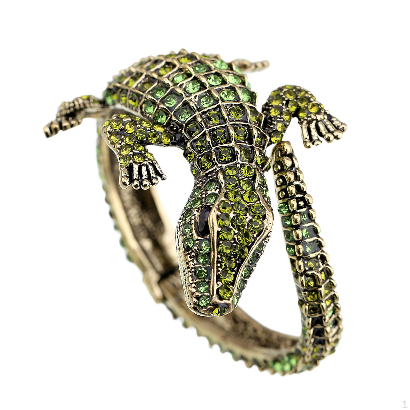 

Открытый браслет из кожи аллигатора, браслет-обходной браслет, браслет-манжета для подарка друзьям зелёный