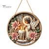 Seasonal Wall Sign Christmas Wooden Hanging Sign, Gnome Snowman Angel Candle 2D Wood Plaque, Xmas Door Hanger Vintage for Home Porch Holiday