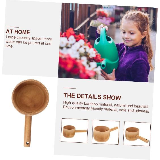 1Pc Bamboo Long Handle Water Ladle Portable Garden Water Scoop for Tea Kitchen and Outdoor Use Chic Design and Material