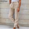 Women's Fashion Casual Solid Color Print High Waist Trousers Pants & Capris