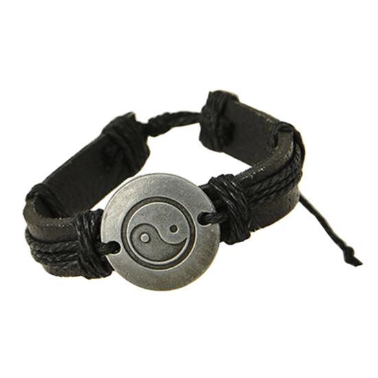 Unisex Eight Diagram Faux Leather Rope Weave Charm Infinity Multilayer Bracelet for Party