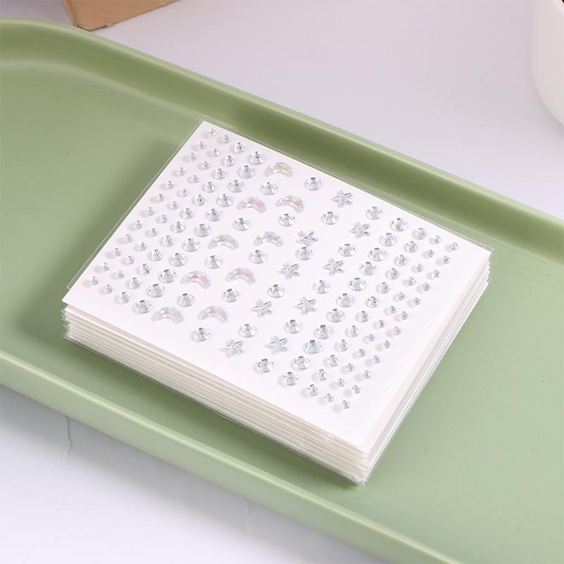10Sheets White Various Shapes Non Piercing Lip Nails Sticker Self Adhesive Fake Lip Nail Eyebrow Nose Nail Belly Button Jewelry
