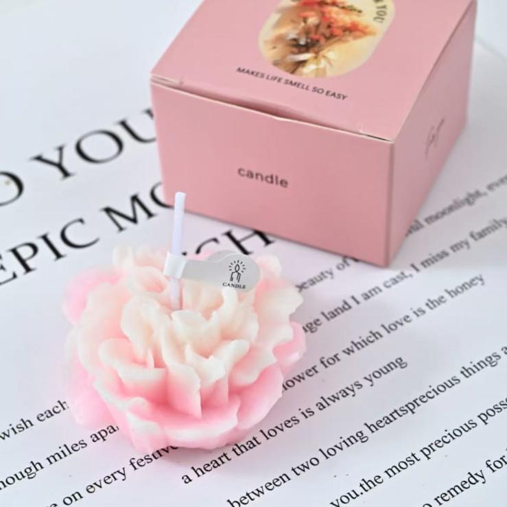Carnation Scented Candle - Handmade Fragrance, Floral Wax Gift for Teacher's Day, Party Favor in National Style Flower Shape