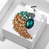 Brooch Pin Imitation Crystal Inlaid Peacock Shape Zinc Alloy Pin Coats Suits Sweaters Dresses Badge Party Fashion Accessory