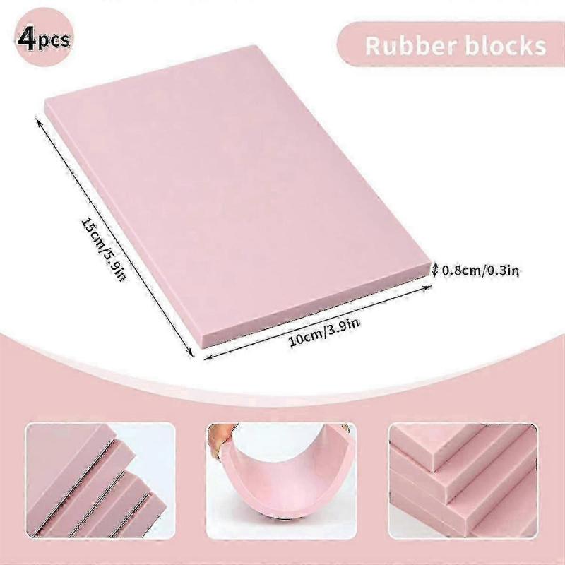 4 Pack Rubber Block Stamp Carving Blocks with Cutter Tools and Rubber Brayer Roller for Printmaking, Crafts, DIY Stamp Carving