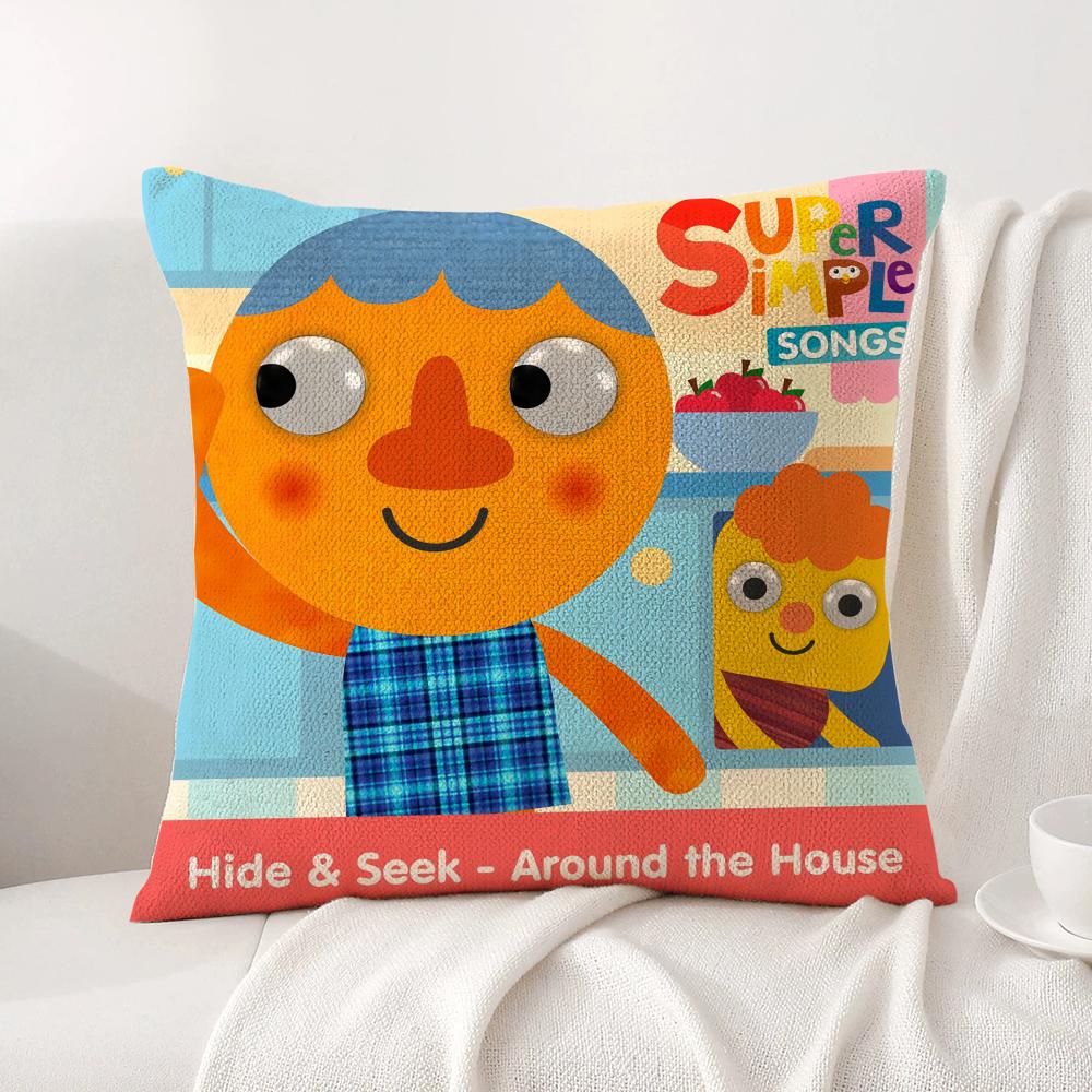 Cartoon Noodle Pals Cushion Cover Natural Linen Organic Fabric DoubleSided Printing Sofa Home Decor Breathable Bed Pillow