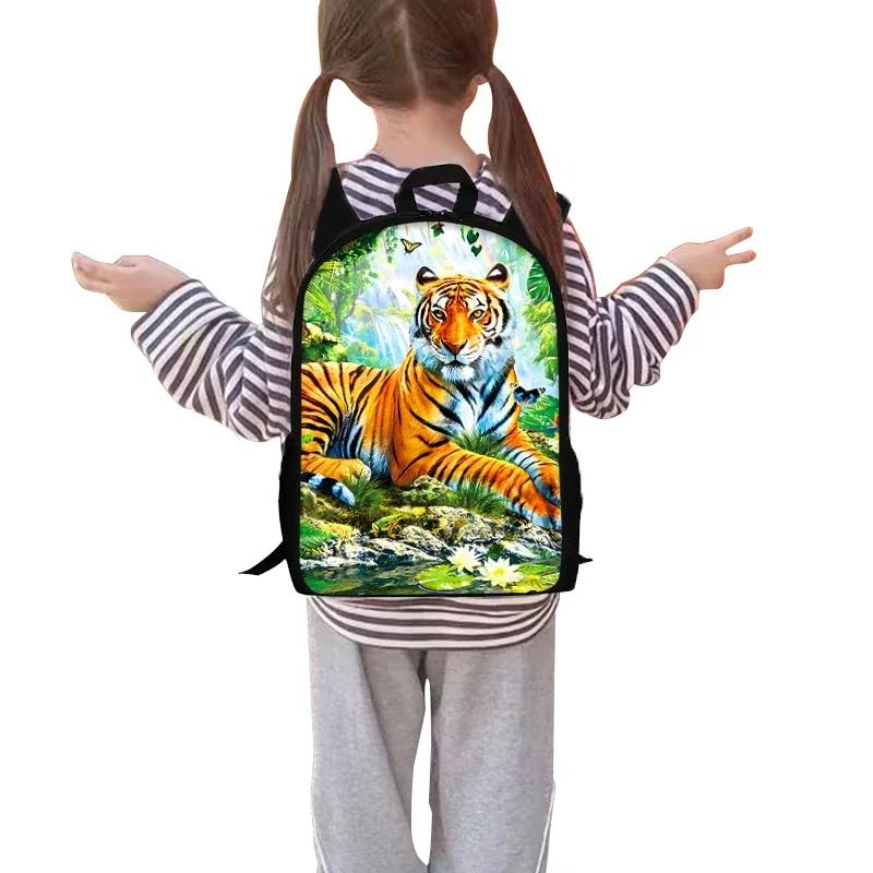 Set Zaino a Tre Pezzi Tigre Anime per Ragazzi e Ragazze Migliori Regali Zaino Scolastico Cartoon 3D per Bambini