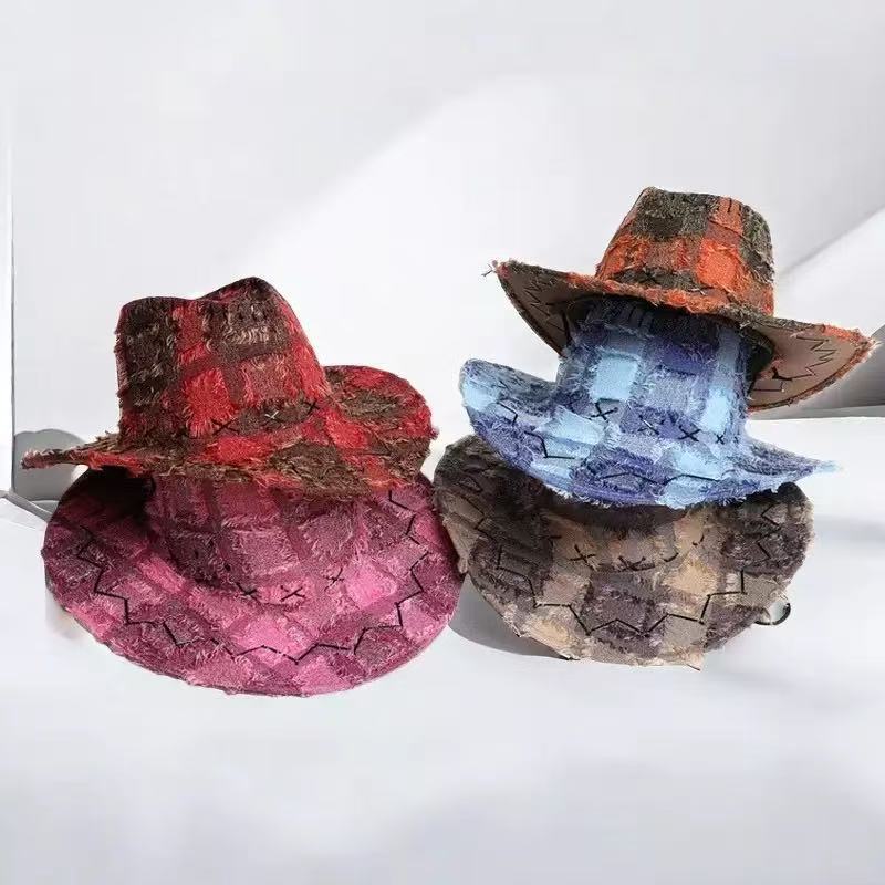 European and American Retro Western Cowboy Hat Sunscreen Sunshade Big Eaves Hat Men's and Women's Outdoor Mountaineering Cowboy Hat Hiking Jazz Hat