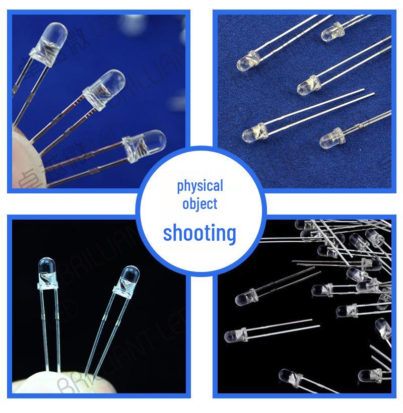 3mm Round Head LED Lamp Beads - High Brightness, Blue, Red, Green, White Emitting Diodes