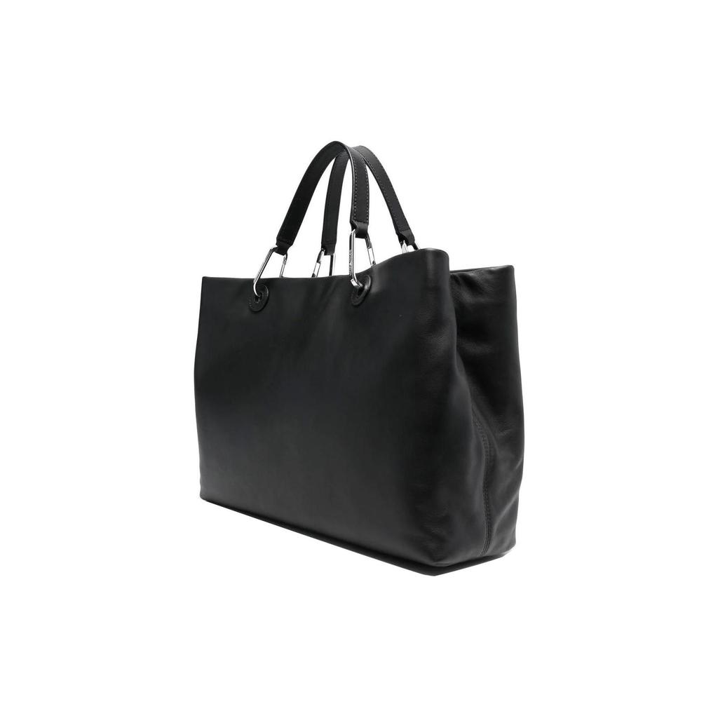 Emporio Armani Brand Logo Detachable Adjustable Shoulder Strap Leather Crossbody Handbag Women handbag Black Y3D165-Y478E-80001