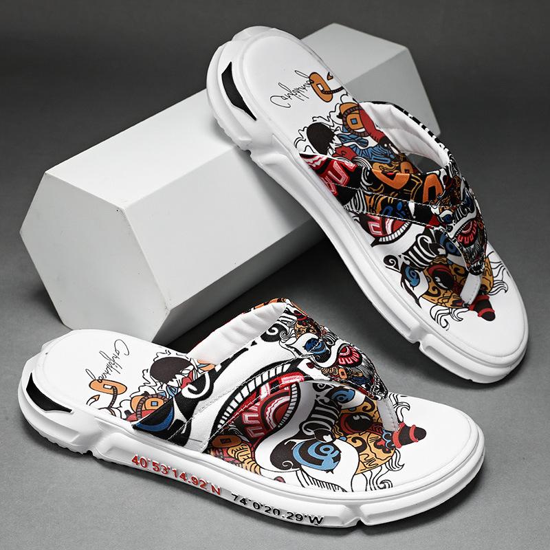 Guochao slippers men's summer wear sports thick-soled beach non-slip flip-flops outdoor trend casual sandals