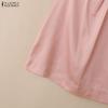 ZANZEA Womens Elegant Satin Tank Top Sleeveless O Neck Casual Pleated Blouse