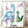 Adorable Dinosaur Shower Curtain Set For Kids Bathroom Decor Name Inclusion Available