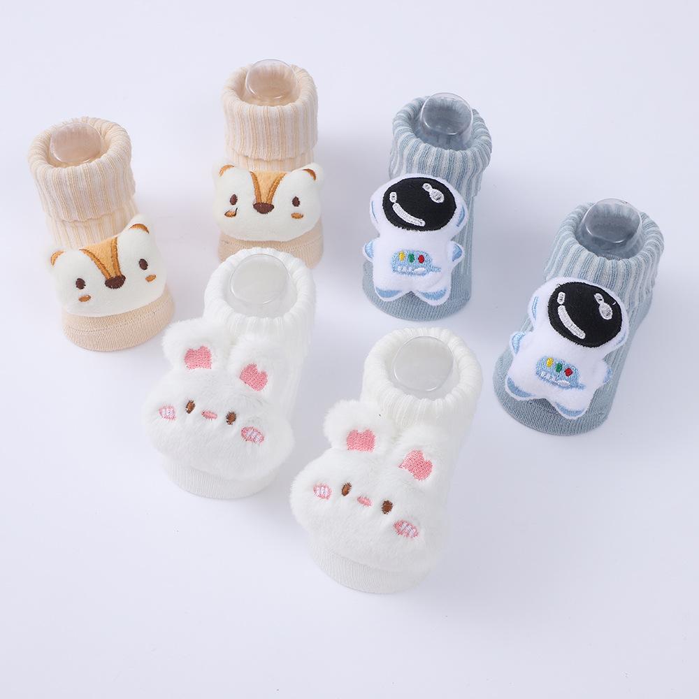 3 Pairs Newborn Baby Socks Cute Cartoon Animal Cotton Floor Socks Infant Thin Socks Breathable Kids Clothes Accessories