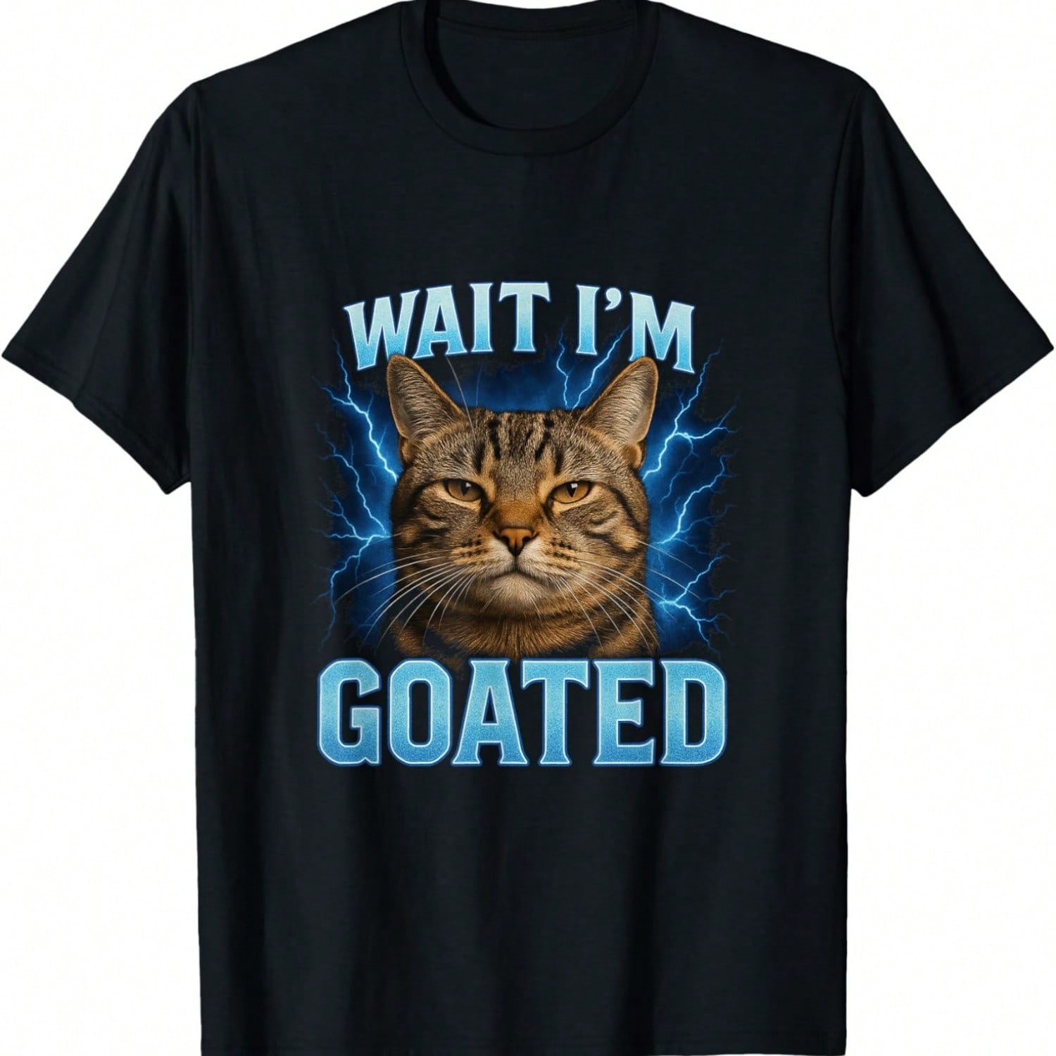 Funny Wait I m Goated Silly Cat Meme Humor Silly Cat Saying T-Shirt S разноцветный