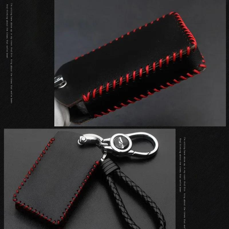 Handmade Genuine Leather Car Key Case For Volvo Ex30 Remote Decoration Cover Shell Keychain Ring Holder Fob Interior Accessories