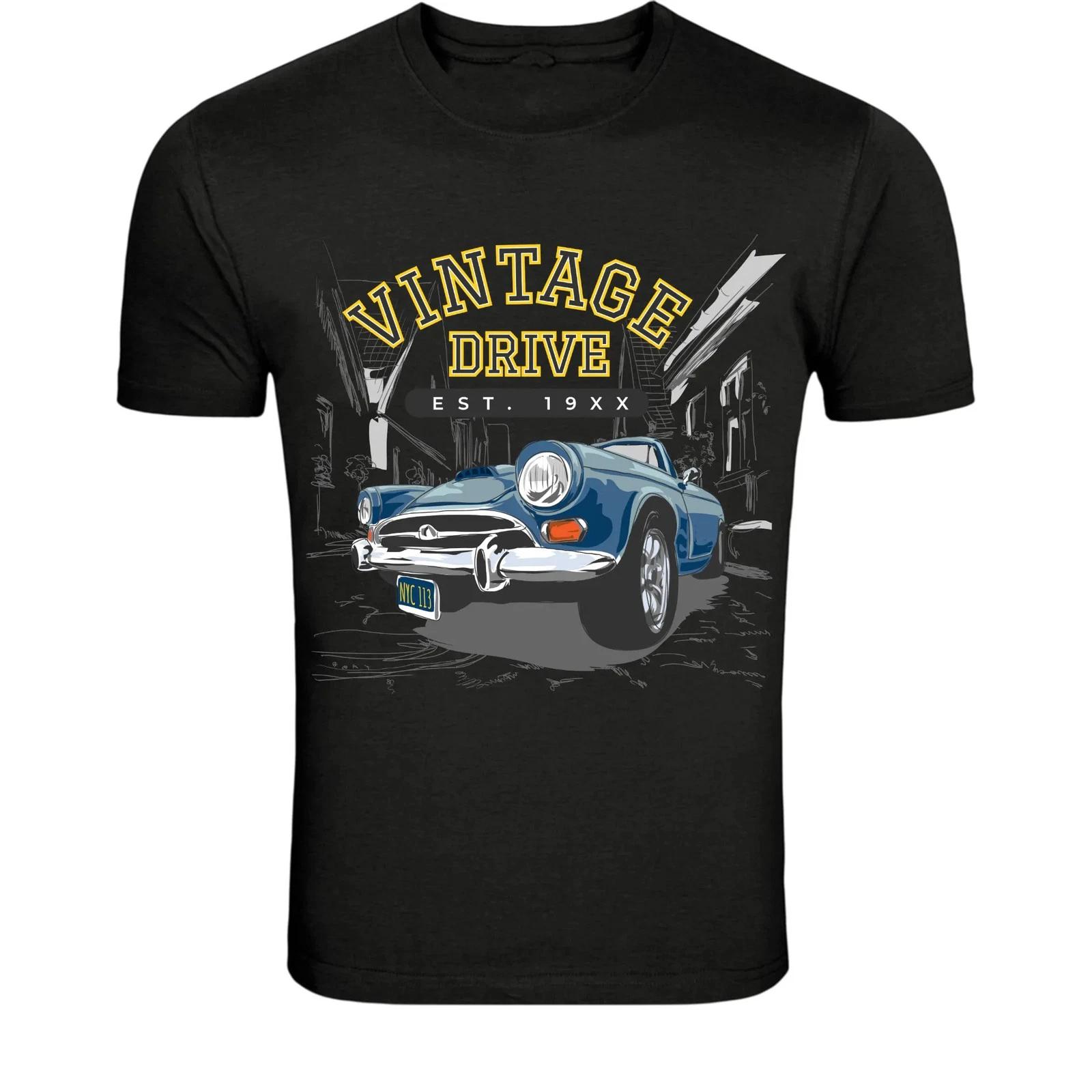 Vintage Drive Classic Car T-Shirt - Retro Muscle Car Graphic Tee S