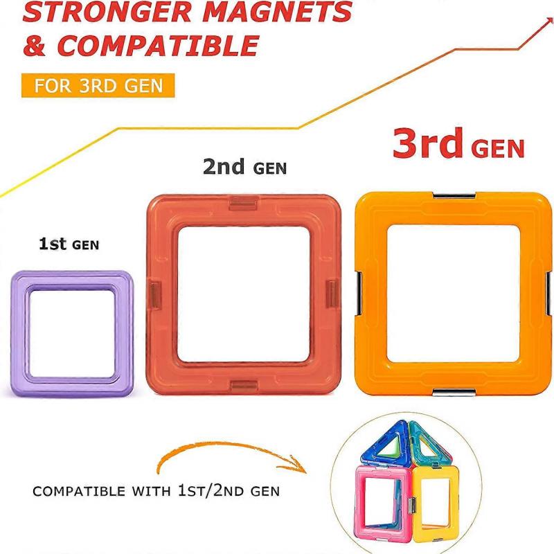 Upgraded Magnetic Blocks Tough Building Tiles STEM Toys for 3+ Year Old Boys and Girls Learning by Playing Games for Toddlers Kids Toys Compatible wit