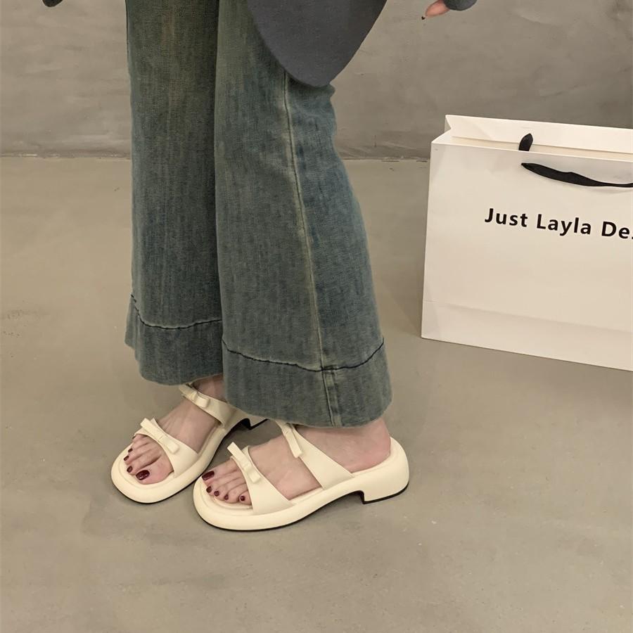 Summer Women's Slippers Stylish Peep Toe Low Heel Silver Women's Comfortable Beach Shoes Sapatilas