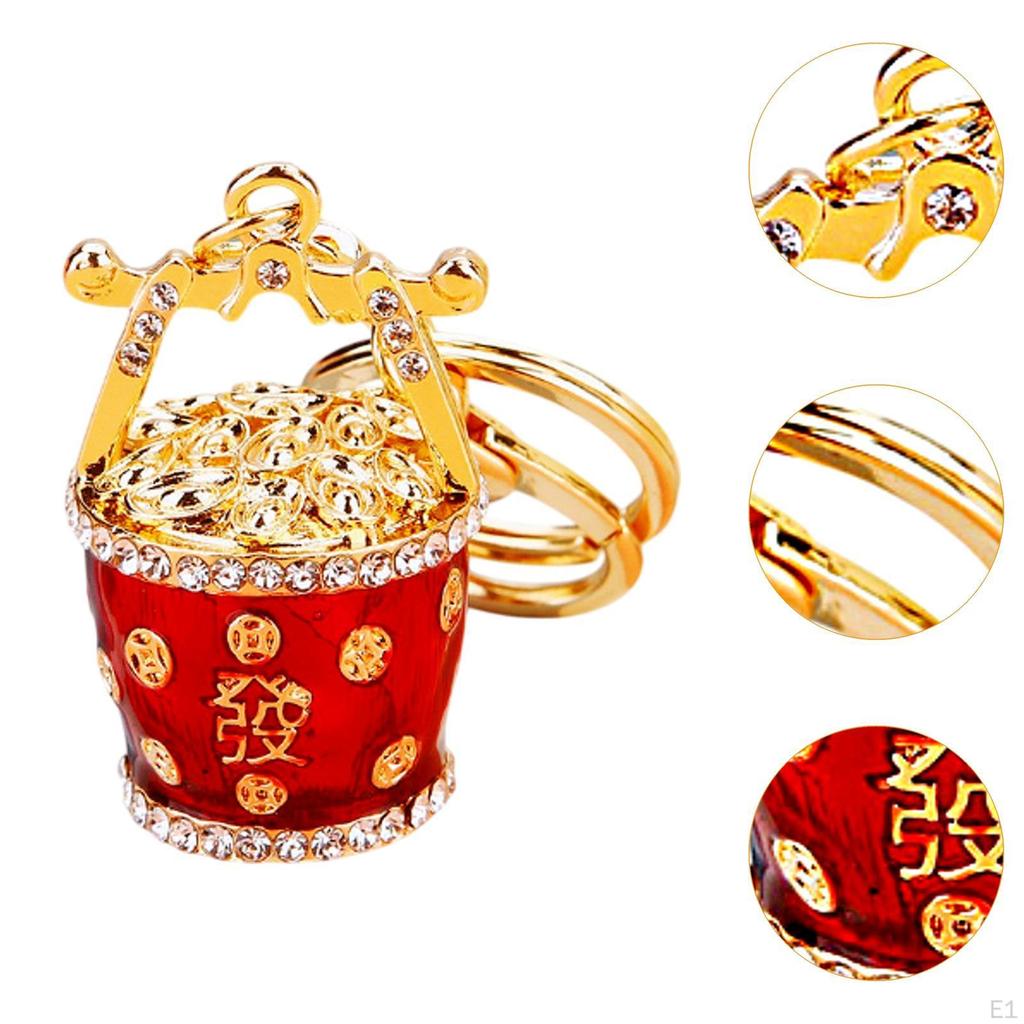 Feng Shui Bucket Keychain, Decorative, Bag Accessories, Wealth, , Yuan Bao Amulet Keychain Year