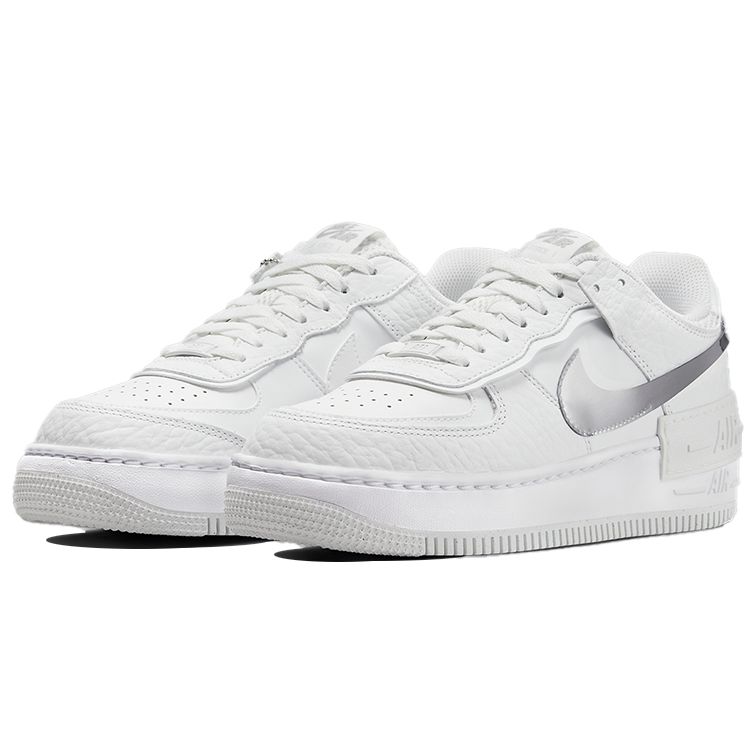 Nike Air Force 1 Shadow White Metallic Silver Women Sneakers Summit-White DQ0837-100