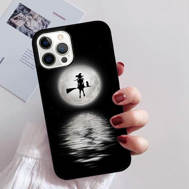 Halloween Moon Witch Horror Phone Case For iPhone 17 Air 16 15 14 13 12 11 Pro Max Plus Max Cover Shell Coque
