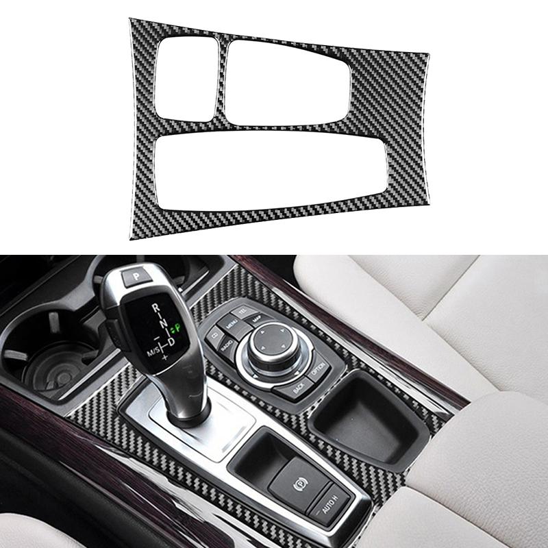 Carbon Fiber Framväxel Panel Kåpa Trim Dekal för BMW X5 E70 X6 E71 2008-2011 2012 2013 2014 Inredningstillbehör
