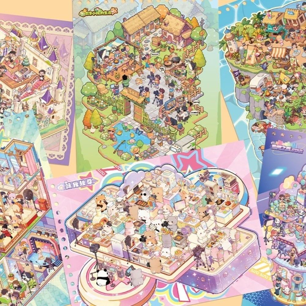 PET Mini Scene Stickers Variety Show 3D Decorative Stickers New Stacking Sticker for Journals