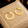 Gold Tone Flat Wide Hoop Earrings for Women