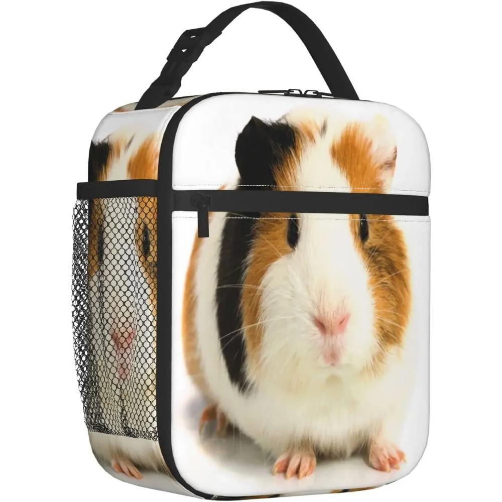 Cute Guinea Pig Lunch Box Portable Insulation Tote Bag Leakproof Lunch Cooler for School Work Office Picnic Beach Soft Freezable